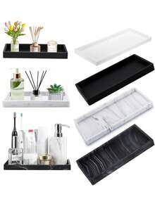 Khay để bàn và tủ đựng đồ - Khay đựng đồ nhà tắm bằng silicon, Giá đựng xà phòng rửa bát cầm tay linh hoạt cho nhà bếp, Hộp đựng đồ trên bàn phòng tắm, Khay trang trí bồn cầu vòi sen, Miếng lót trang điểm bồn rửa mặt - Nhiều màu - Xem 2