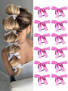 6pcs/Set Versatile Hair Tie, Hair Ties, Scrunchies, Ribbons, Bowknot Hair Accessories, Minimalist High-End Headpiece, New Korean Style Ponytail Hair Rings, Elegant High-End Dance Party Decorative Headpiece, Princess Style Casual Hair Accessories, Gift & Photography Props For Women