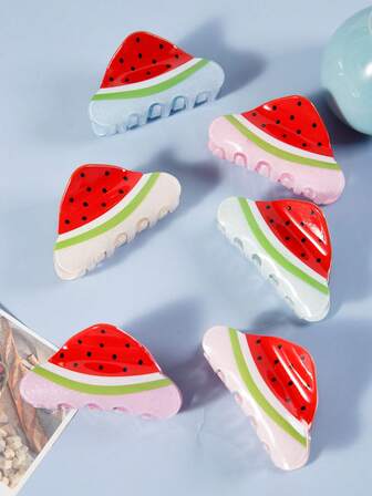 1pc New Korean Fruit Series Hair Claw Clip, Candy Color Apple, Watermelon, Hair Claw, Sweet For Summer Hairstyle Hair Accessories Women Hair Clips Fashion Hair Clutch Causal Hair Jaw Clip