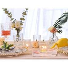 1/6/12 件复古罗纹蜡烛台，透明蜡烛台，适用于婚礼餐桌中心装饰、万圣节、圣诞节、节日装饰