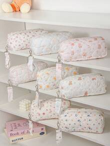 1 pieza Bolsa de cosméticos grande con diseño lindo para niñas, bolsa de almacenamiento multifuncional con asa, bolsa de maquillaje portátil y de moda para niñas, bolsa de almacenamiento para productos de cuidado de la piel, bolsa para guardar brillo de labios, monedero, bolsa para guardar cables, bolsa para guardar cargador portátil, organizador de viaje, bolsa de cosméticos, regalo para el Día de la Madre, regalo de vuelta al colegio, regalo de Año Nuevo, regalo de Navidad, bolsa organizadora de electrónicos, bolsa de viaje - Multicolor - Ver 5