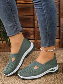 Women's Breathable Mesh Casual Sneakers, Soft & Flexible, Lightweight Daily Companion - màu xanh lá - Xem 4