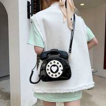 Special-Shaped Bag European And American Fashion Ideas Cute And Funny Personality Simulation Telephone Messenger Bag - 黑色 - 查看 4