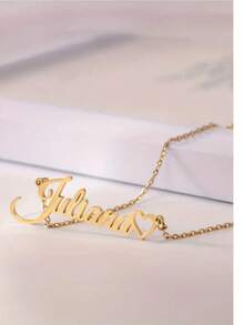 [Custom Necklace] Personalized Name Necklace - Heart Pendant - Multicolor - View 2