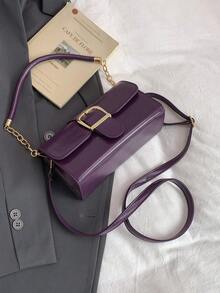 新款时尚女士小方形单肩包，简约时尚单肩斜挎包，带锁扣，百搭通勤腋下包 - Mauve Mist - 查看 8