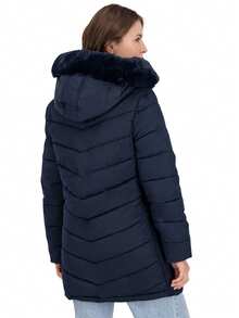 SAKERS OUTDOOR CLOTHING Chamarra Larga Elegante Para Mujer Premium Florence Sakers  Bolsillo - Azul Marino - Ver 3