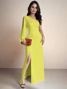 Women Long Dresses - Yellow - View 3