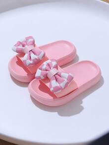 1双夏季新款蝴蝶结软底儿童女童幼儿家居拖鞋，旅行必备，儿童拖鞋 - 粉色 - 查看 1