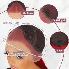 26 Inches Long Straight Red Color Hair Synthetic Lace Front Wigs 13x4 Lace Area Free Part Pre Plucked With Baby Hair Around Natural Hairline Glueless Heat Resistant Fiber Frontal Lace Wig For Fashion Women Girls Party Vacation Show Makeup Use Daily Wear - 紅色 - 查看 7