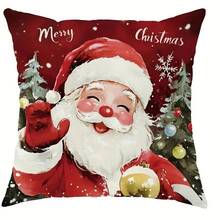 4pcs Christmas Pillow Covers, Cute Santa Claus & Snowman Design, Gift Box & Christmas Tree Pattern, Minimalist & Adorable Peach Velvet Single-Sided Printed Cushion Covers With Zipper Closure, No Pillow Insert Included, Suitable For Christmas & Winter Holiday Decor On Sofa, Bed, Chair, Bedroom, Living Room, Patio