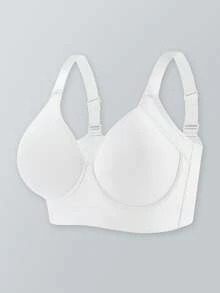 女士白色舒适无缝深 V 聚拢可调节文胸运动美背文胸 - 白色 - 查看 8