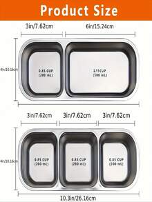 3-komorowy, wielokrotnego użytku pojemnik do przechowywania żywności ze stali nierdzewnej z pokrywką, organizer na przekąski na lunch, piknik, do szkoły, w podróż – odpowiedni dla dorosłych