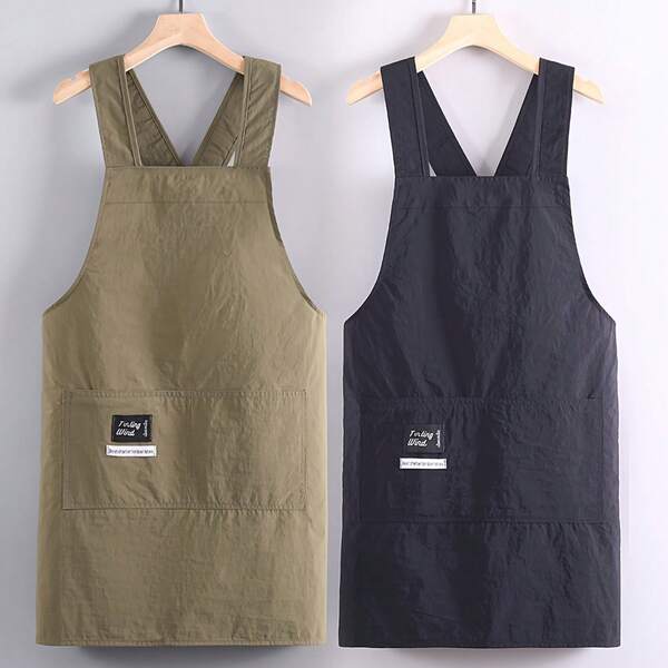 1 X New Cross-Back Straps Sleeveless Apron Waterproof And Oil-Resistant Adjustable Straps Christmas Kitchen Cleaning Apron Professional Kitchen Attire Designed For Catering Professionals Suitable For Restaurant And Cafe Dishwashing Tasks Parent