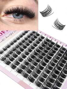 110pcs D-Curl Fluffy Natural Eyelash Clusters, 3D Volumizing Eyelash Extensions, 8-14mm Length, Cluster Lashes For DIY Eyelash Extension, Natural Makeup Effect - 黑色 - 查看 3