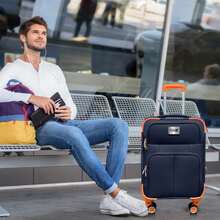 Set Of 2 Travel Suitcases, 20 And 18 Inches, With Rigid Wheels And A Lock. - 深藍色 - 查看 9