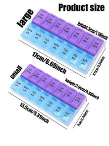 Hộp đựng thuốc viên 2 ngăn có thể tái sử dụng, Hộp đựng thuốc 7 ngày/tuần, di động, kín, 14 ngăn đựng viên vitamin, dễ dàng cất giữ và mang theo, thích hợp đựng vitamin và viên thuốc, vật dụng thiết yếu khi đi du lịch ngoài trời, văn phòng, bãi biển, kỳ nghỉ, trường học (Có sẵn 2/1 hộp) - Nhiều màu - Xem 4