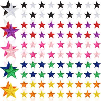 10/20/30/50/80pcs Pentagram Embroidered Iron-On Patches Sewing/Iron-On Applique Patches Cloth Accessories For Clothing, Jackets, Hats, Books, Bags - DIY Embroidered Cloth Stickers For Women & Men