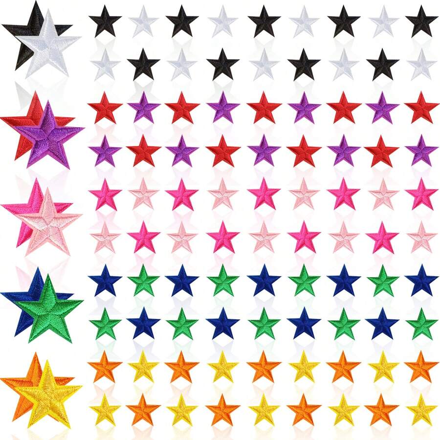 10/20/30/50/80 件五角星刺绣熨烫补丁缝纫/熨烫贴花补丁布艺配饰适用于服装、夹克、帽子、书籍、包包 - DIY 刺绣布贴，男女皆宜 - 黑色 - 查看 1