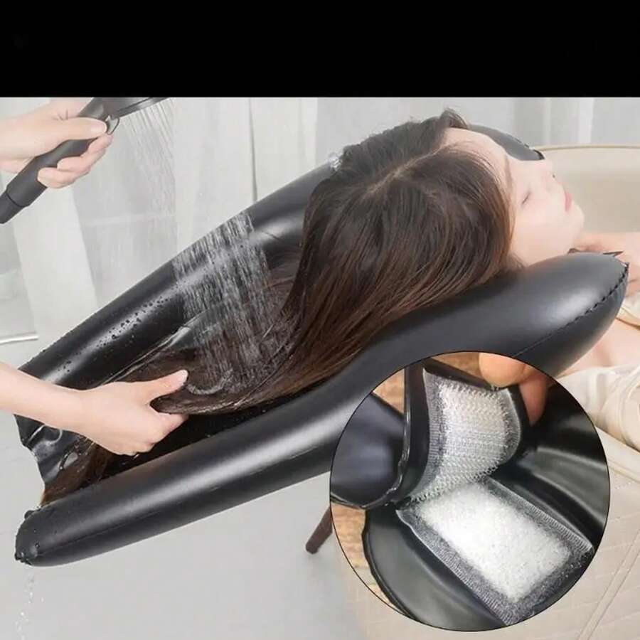 Inflatable Shampoo Basin, Portable Lightweight Hair Washing Tray For Elderly And Pregnant Women, Quick Inflate Deflate PVC Pad For Chair Use