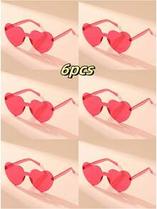 5pcs/Set Women's Heart Shaped Fashion Fashion Glasses, Casual, Elegant, Made Of PC (Polycarbonate), Suitable For Beach, Holiday And Daily Life, Multi-Color For Summer Beach Vacation,Outdoor,Travel