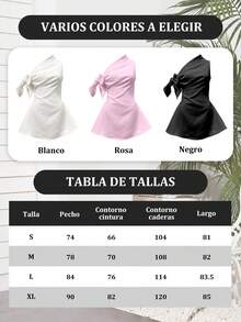 Vestido corto y minimalista de mujer en color liso, con tirantes de lazo y sin mangas, de color claro - Beis - Ver 11