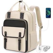 15.6英寸男士笔记本电脑背包，大容量旅行背包，带USB充电端口，防水办公包 - 彩色 - 查看 11