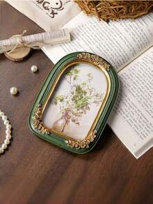 Green Vintage Arch Frame, 5x7 And 8x10 Inch Retro Photo Frame, Elegant Gold Floral Pattern, Handcrafted Textured Resin, Antique Frame, Suitable For Wall Decor, Also As Wedding Bride Gift Or Holiday Gift - Multicolor - View 5