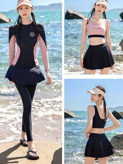 人気のレディース夏 スポーティUVカット 4ピース分体型 ポリエステル 長袖 快適