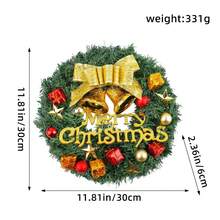 1 pieza Guirnalda artificial de 12 pulgadas con bayas rojas y piñas, decoración de corona de puerta, centro de mesa con velas y accesorios para el hogar en invierno y fiestas navideñas