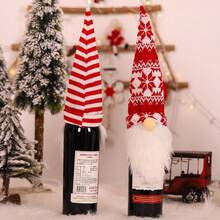 4pcs Christmas Decorations Faceless Doll Wine Bottle Cap Knitted Forest Old Man Wine Bottle Cover Restaurant Decoration