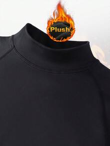 男士保暖内衣套装，加厚保暖内层上衣和裤子，纯色长袖圆领衬衫和裤子，适合寒冷天气、户外活动、滑雪等。