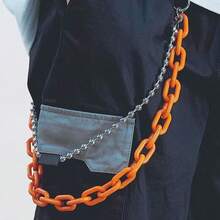 1 Pc Detachable Resin Chain Fluorescent Pants Chain  Hip-Hop Jeans Chain - Orange Double Layer - View 2