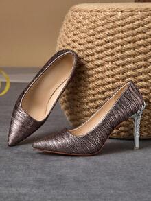 MonaNise Giày cao gót mũi nhọn nữ, kiểu dáng slip-on, gót mỏng 9cm, thích hợp cho các dịp thường ngày, dự tiệc hoặc các sự kiện. - Cà phê nâu - Xem 6