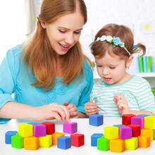 6/10/16/20/28 个随机款式和颜色的慢回弹减压魔方，压力球，柔软可捏玩具，拉伸玩具，适合课堂奖励、派对礼物、儿童玩具，也适合成人派对礼物（无包装盒） - 彩色 - 查看 9