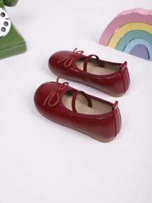 Girls' Flat Shoes, New Autumn Kids Leather Shoes With Bow, Fashion Casual Versatile Student Shoes, Princess Shoes For Outdoor, Performance, Children Flat Shoes