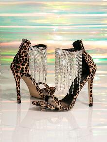 Sandali di lusso con diamanti scintillanti e tacco alto sexy, tacchi a spillo neri con cinturino con zip e decorazione di strass, tacchi sottili e super alti comodi da donna, scarpe da festa e da matrimonio