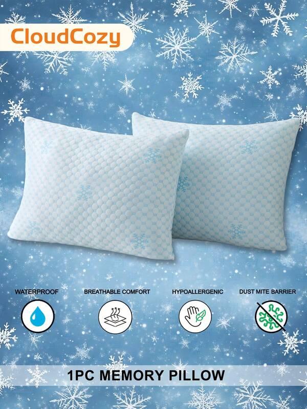 CloudCozy 1pc Soft & Breathable Cooling Pillow, Shredded Memory Foam Pillows, Cooling Pillows For Bedroom Bed Sleeping, Bed Pillow, Pillow,Backrest Pillow