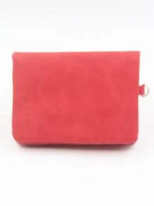 红色短款双拉链钱包，复古高品质哑光PU皮革腕包，小巧方形包，可折叠可扩展，多卡位紧凑型票据夹，派对礼物，礼品，礼品卡夹 - 酒紅色 - 查看 4