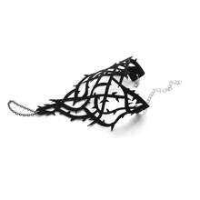 1pc The Dark Gothic Women's Ring Chain Bracelet Is Easy To Wear And Is Suitable For Masquerade Parties Or Cosplay, In A Black Reversible Velvet Glove Style,Unique Gothic Style Black Thorns Fingerless Bracelet For Women - 黑色 - 查看 4