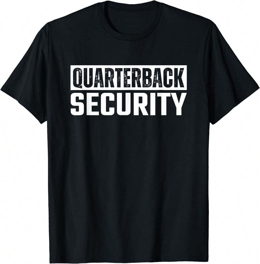 Quarterback Security Funny Football Offensive Lineman T-Shirt - Black - View 1