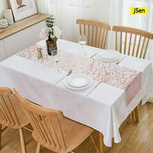 1/6 Rose Gold Table Runner 11*108 Inches, Party Supplies, Tablecloth Decor For Wedding, Bridal Shower, Banquet, Birthday Party, Dessert Table, Buffet, Anniversary, DIY - Multicolor - View 9