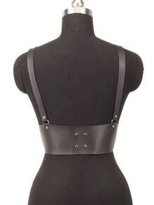 1pc New Fashionable Medieval Retro Halloween Women's Imitation Leather Wide Waist Belt, Simple Tight Fit Wide Version Strap, Solid Color PU Leather