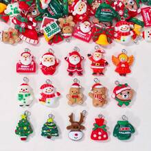 10pcs/Set New Resin Christmas Pendant Assortment, Santa Claus, Christmas Tree, DIY Jewelry Accessories, New Year Decor