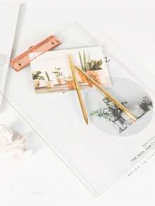 1pc Acrylic Writing Board, 8.6x12 Inches, With Fine Clip, Hanging Capable, Transparent - Standard A4 Size, Suitable For Office And School Supplies