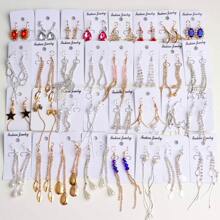 20 件/包优雅时尚水钻星星和泪珠流苏耳环，适合女性日常、节日、婚礼、派对、礼品配饰，款式随机