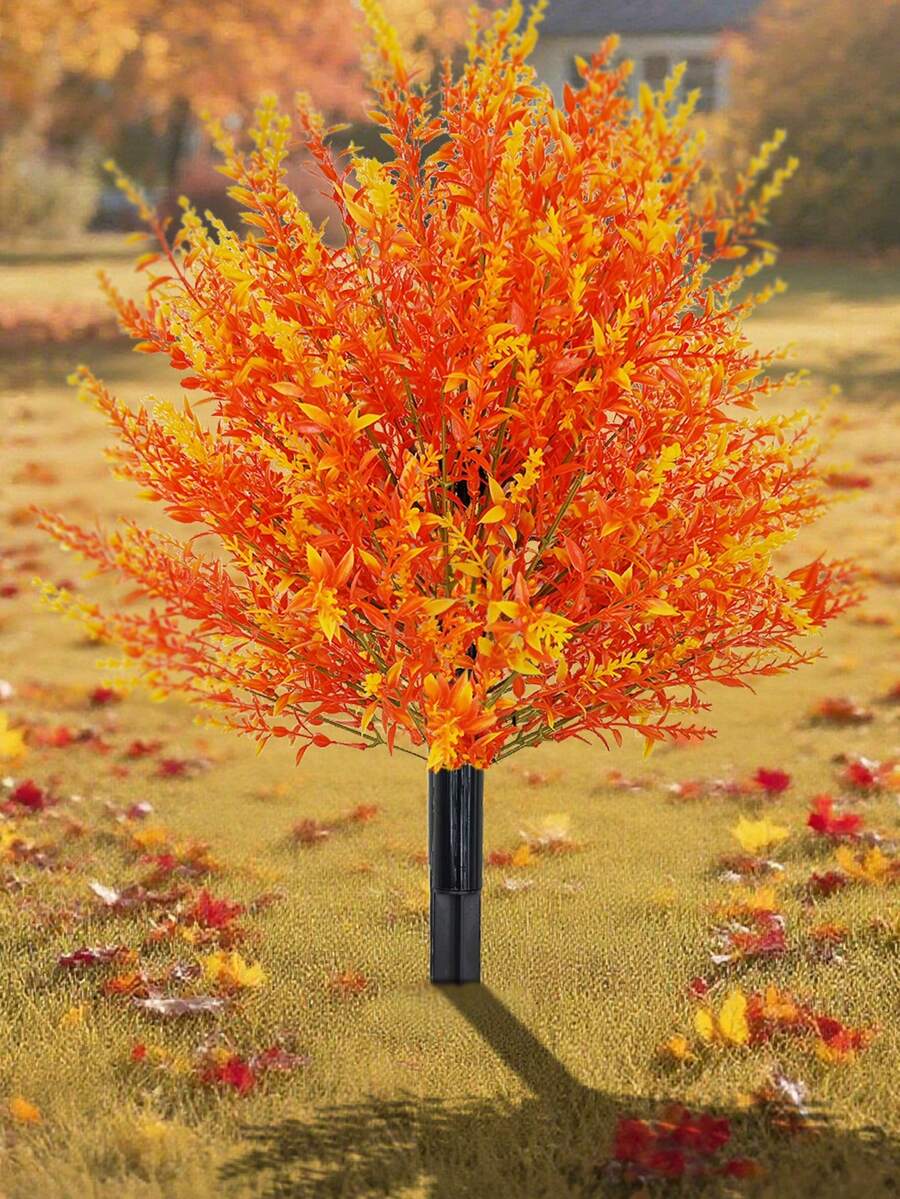 2pcs Versatile Artificial Autumn Lavender Ground Stakes - Faux Lavender For Indoor Outdoor Decor, Perfect For Autumn Holiday Scenes (Thanksgiving/Halloween), Home Garden Office Wedding