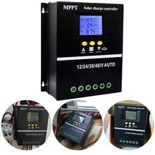 Controlador de carga solar, painel de tecido, regulador de bateria com tela LCD de 12 V/24 V/36 V/48 V, controlador de carga solar com dissipação de calor, desempenho ininterrupto - Preto - View 1