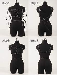 Leather Cage Bra Harness,Casual Chest Bra Harness PU Leather,Festival Club Wear,Leather Chest Harness For Women - Black - View 5