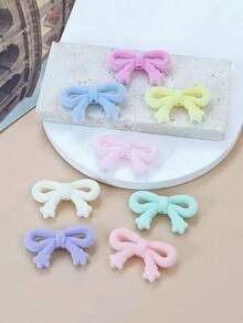 10pcs/Set Mixed Style Flocked Heart, Star, Bell, Bow Beads DIY Decorative Jewelry Accessories