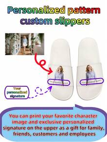 Customized Women's Slippers, Personalized Pattern Slippers, Halloween Customized Gift, Couples Customized Gift, Suitable For Beach, Home, Hotel, Festivals, Beauty Salons, Parties - White - View 2